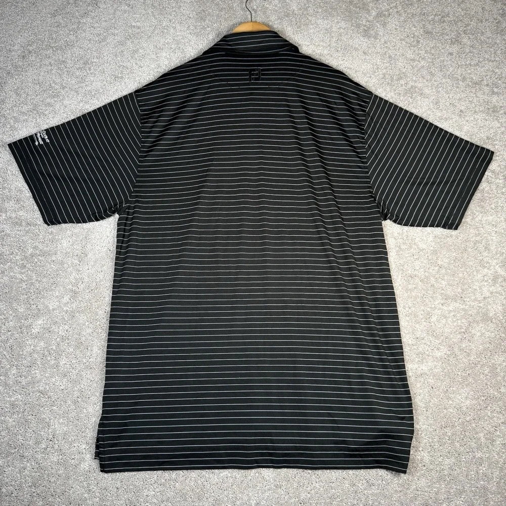 FootJoy Golf Polo Men's Large Striped Performance Shirts‎ Black & Blue Logos